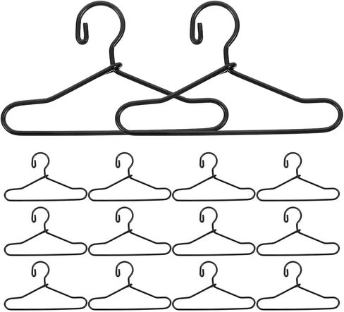 GLEAVI Miniature Doll Clothes Hangers, 55 Pcs Metal Black 1.57" (40mm) Mini Clothing Outfit Holders for Wardrobe Accessories, Small Hangers for 1:12 Scale Dollhouse BJD in Saudi Arabia