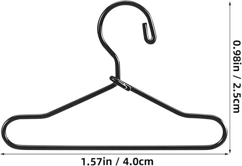 GLEAVI Miniature Doll Clothes Hangers, 55 Pcs Metal Black 1.57" (40mm) Mini Clothing Outfit Holders for Wardrobe Accessories, Small Hangers for 1:12 Scale Dollhouse BJD in Saudi Arabia