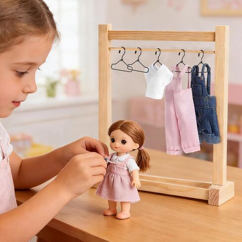 GLEAVI Miniature Doll Clothes Hangers, 55 Pcs Metal Black 1.57" (40mm) Mini Clothing Outfit Holders for Wardrobe Accessories, Small Hangers for 1:12 Scale Dollhouse BJD in Saudi Arabia