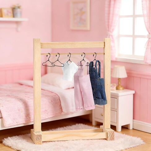 GLEAVI Miniature Doll Clothes Hangers, 55 Pcs Metal Black 1.57" (40mm) Mini Clothing Outfit Holders for Wardrobe Accessories, Small Hangers for 1:12 Scale Dollhouse BJD in Saudi Arabia