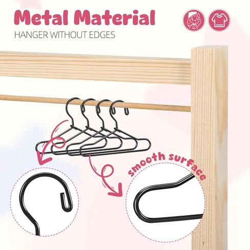 GLEAVI Miniature Doll Clothes Hangers, 55 Pcs Metal Black 1.57" (40mm) Mini Clothing Outfit Holders for Wardrobe Accessories, Small Hangers for 1:12 Scale Dollhouse BJD in Saudi Arabia