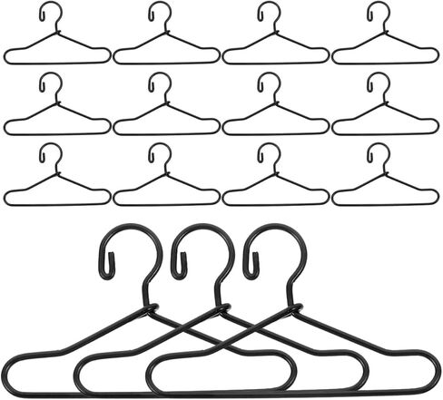 GLEAVI Miniature Doll Clothes Hangers, 55 Pcs Metal Black 1.57" (40mm) Mini Clothing Outfit Holders for Wardrobe Accessories, Small Hangers for 1:12 Scale Dollhouse BJD in Saudi Arabia