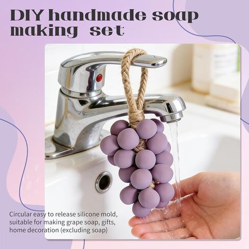 Grape Soap Making Kit,Handmade Soap Grape Mould,Hemp Rope，Tweezers，Can be Given as A Gift in Kuwait