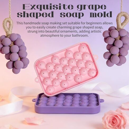 Grape Soap Making Kit,Handmade Soap Grape Mould,Hemp Rope，Tweezers，Can be Given as A Gift in Kuwait