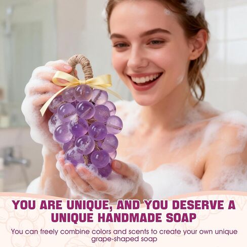 Soap Making Kit for Adults, Grape Soap Complete Accessories Contains Mould Soap Base Color Essential Oil Realistic and Beautiful Appearance Safe and Reliable Ingredients Perfect Handmade Gift in Saudi Arabia