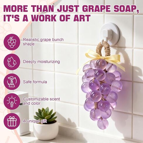 Soap Making Kit for Adults, Grape Soap Complete Accessories Contains Mould Soap Base Color Essential Oil Realistic and Beautiful Appearance Safe and Reliable Ingredients Perfect Handmade Gift in Saudi Arabia