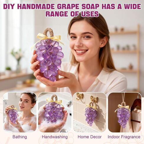 Soap Making Kit for Adults, Grape Soap Complete Accessories Contains Mould Soap Base Color Essential Oil Realistic and Beautiful Appearance Safe and Reliable Ingredients Perfect Handmade Gift in Saudi Arabia