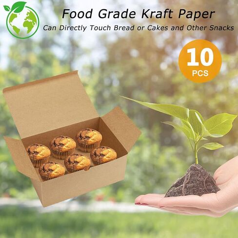 علب هدايا من frantis باللون البني مقاس 9.45 × 6.5 × 4 بوصات، 10 عبوات، صندوق هدايا ورقي مع أغطية لهدايا وصيفات العروس، وأعياد الميلاد، والحفلات، والكريسماس، وحفلات الزفاف، وصناعة صناديق الكب كيك، مع خيوط بطول 66 قدمًا in Kuwait