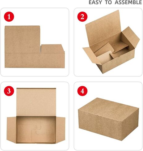 علب هدايا من frantis باللون البني مقاس 9.45 × 6.5 × 4 بوصات، 10 عبوات، صندوق هدايا ورقي مع أغطية لهدايا وصيفات العروس، وأعياد الميلاد، والحفلات، والكريسماس، وحفلات الزفاف، وصناعة صناديق الكب كيك، مع خيوط بطول 66 قدمًا in Kuwait