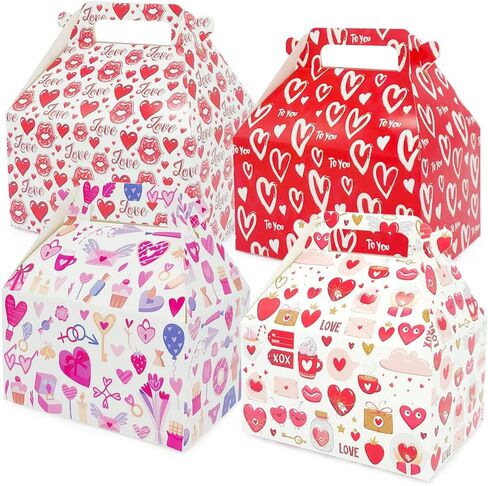 12 Pieces Valentine's Day Treat Boxes Small Goodie Present Boxes Recycled Heart Printed Cardboard Box for Candy, Cookies in Saudi Arabia