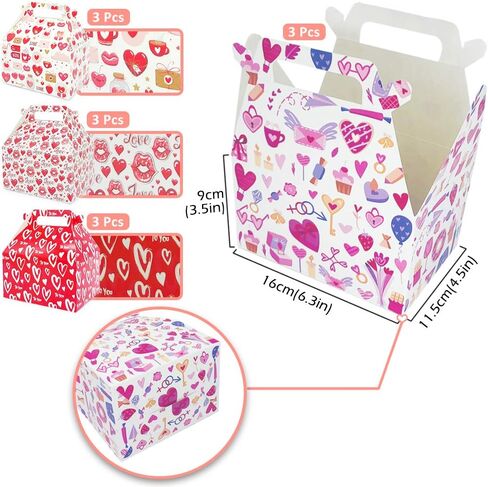 12 Pieces Valentine's Day Treat Boxes Small Goodie Present Boxes Recycled Heart Printed Cardboard Box for Candy, Cookies in Saudi Arabia