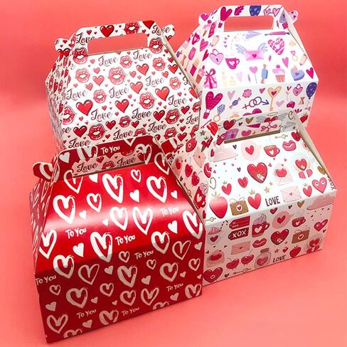 12 Pieces Valentine's Day Treat Boxes Small Goodie Present Boxes Recycled Heart Printed Cardboard Box for Candy, Cookies in Saudi Arabia