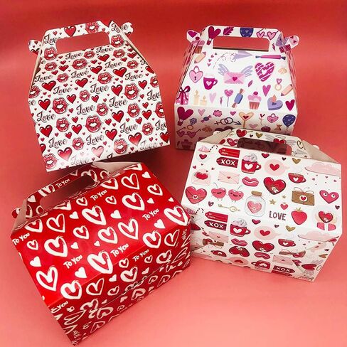 12 Pieces Valentine's Day Treat Boxes Small Goodie Present Boxes Recycled Heart Printed Cardboard Box for Candy, Cookies in Saudi Arabia