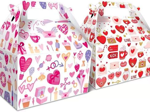12 Pieces Valentine's Day Treat Boxes Small Goodie Present Boxes Recycled Heart Printed Cardboard Box for Candy, Cookies in Saudi Arabia
