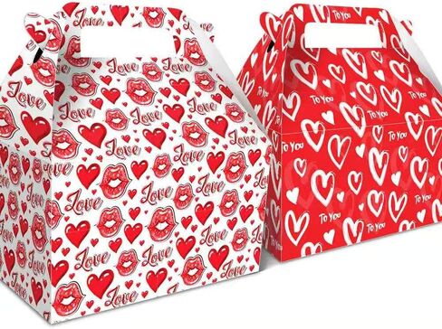 12 Pieces Valentine's Day Treat Boxes Small Goodie Present Boxes Recycled Heart Printed Cardboard Box for Candy, Cookies in Saudi Arabia