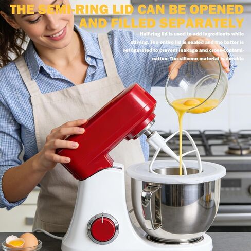 غطاء وعاء خلاط من السيليكون متوافق مع خلاط كيتشن ايد 4.5-5 لتر برأس مائل، غطاء وعاء الخلاط لمنع انسكاب المكونات (أبيض) in Kuwait