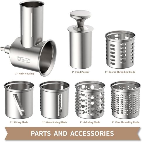 ملحق تقطيع وتقطيع من الفولاذ المقاوم للصدأ لخلاط حامل KitchenAid، ومرفق مبشرة الجبن لـ KitchenAid مع 5 شفرات، آمن للاستخدام في غسالة الأطباق in Kuwait