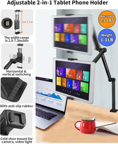 اتش اي ام ام او توب حامل ذراع مثبت للكاميرا العلوية، ذراع سحري مرن مع مشبك فائق بحد أقصى حامل اضاءة للكاميرا يثبت على المكتب بوزن 6 باوند بحد اقصى ارتفاع 41 انش لجهاز عرض ضوئي وامض وضوء فيديو MS05 in Kuwait