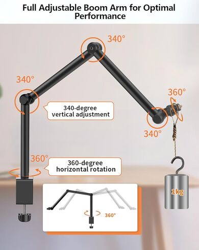 اتش اي ام ام او توب حامل ذراع مثبت للكاميرا العلوية، ذراع سحري مرن مع مشبك فائق بحد أقصى حامل اضاءة للكاميرا يثبت على المكتب بوزن 6 باوند بحد اقصى ارتفاع 41 انش لجهاز عرض ضوئي وامض وضوء فيديو MS05 in Kuwait