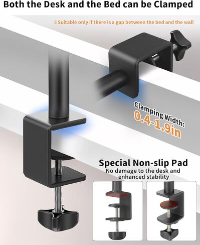 اتش اي ام ام او توب حامل ذراع مثبت للكاميرا العلوية، ذراع سحري مرن مع مشبك فائق بحد أقصى حامل اضاءة للكاميرا يثبت على المكتب بوزن 6 باوند بحد اقصى ارتفاع 41 انش لجهاز عرض ضوئي وامض وضوء فيديو MS05 in Kuwait