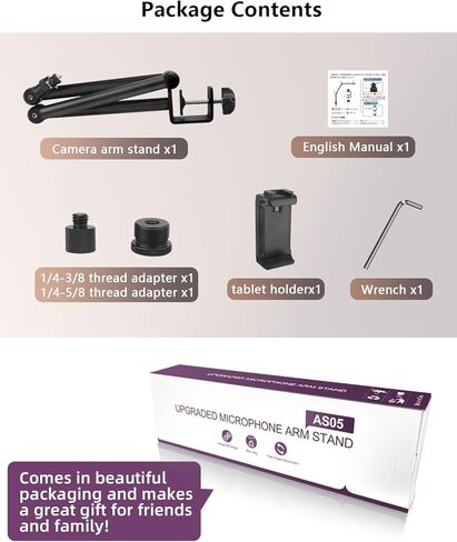 اتش اي ام ام او توب حامل ذراع مثبت للكاميرا العلوية، ذراع سحري مرن مع مشبك فائق بحد أقصى حامل اضاءة للكاميرا يثبت على المكتب بوزن 6 باوند بحد اقصى ارتفاع 41 انش لجهاز عرض ضوئي وامض وضوء فيديو MS05 in Kuwait