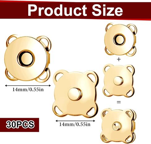 30 Sets Gold Plum Magnetic Snaps Buttons 14mm Magnetic Snaps Sewing Plum Buttons for Purses Handbags Clothes in Saudi Arabia