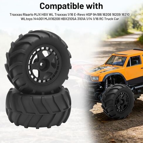 1/14 RC Car Tires and Wheels, daitoku 12mm Hex RC Truck Tires for TRAXXAS 1/16 E-Revo Rlaarlo HSP 94186 16208 16209 16210 WLtoys 144001 MJX16208 HBX2105A 3101A 1/14 1/16 Truck in Saudi Arabia