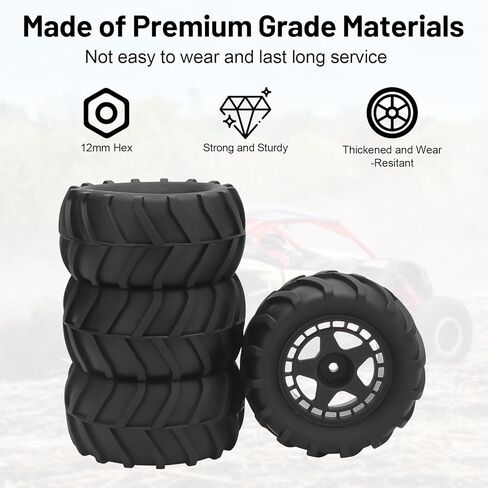 1/14 RC Car Tires and Wheels, daitoku 12mm Hex RC Truck Tires for TRAXXAS 1/16 E-Revo Rlaarlo HSP 94186 16208 16209 16210 WLtoys 144001 MJX16208 HBX2105A 3101A 1/14 1/16 Truck in Saudi Arabia