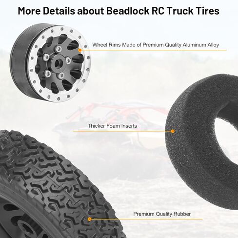 عجلات وإطارات Daitoku 1/12 Beadlock RC لـ WPL C14 C24 C34 C44 B14 B24 B16 B36 MN MN78 D90 MN90 MN91 MN96 MN98 MN99 MN99S (أسود) in Saudi Arabia