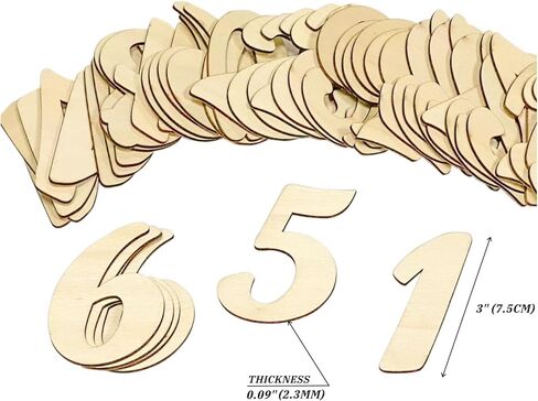 3 Inch 168 Pieces Wooden Numbers Unfinished Wood Numbers 0-9 Clock Numbers for Painting DIY Crafts in Saudi Arabia