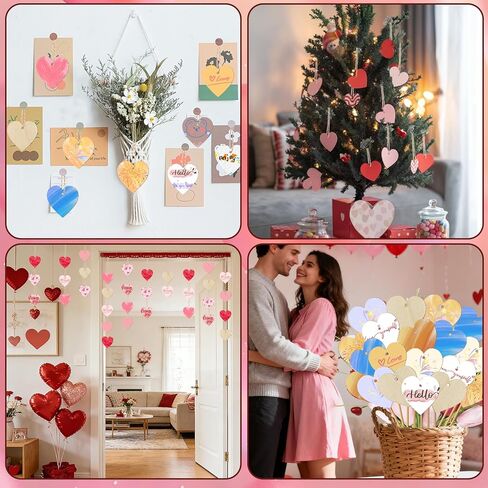 MEMOVAN 2" Wood Heart Cutouts 50PCS Natural Heart Wood Slices DIY Heart Wooden Ornaments Embellishments Blank Heart Slice with Rope Wooden Hearts for Crafts Valentine Wedding Thanksgiving Birthday in Kuwait
