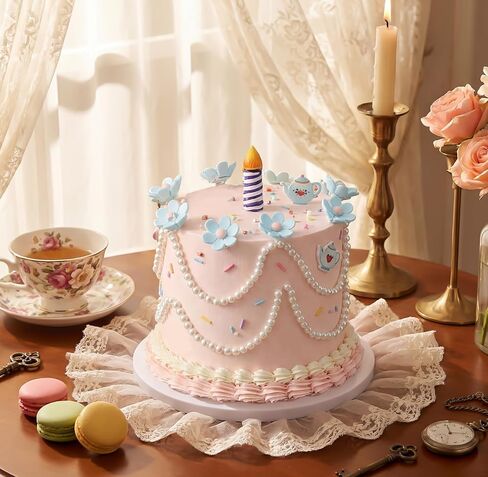 Bucherry 21 Pcs Wonderland Cake Decoration Party Supplies Favors Wonderland Tea Party Birthday Cake Topper Blue Flower Pearl Garland Candle Insert for Baby Shower Tea Supplies Decorations in Saudi Arabia