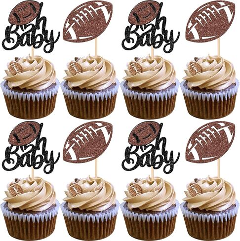 30 Pack American Football Cupcake Toppers Football Touchdown Cupcake Picks Soccer Player Cupcake Decorations for Super Rugby Sports Theme Men Boys Birthday Party Supplies in Saudi Arabia