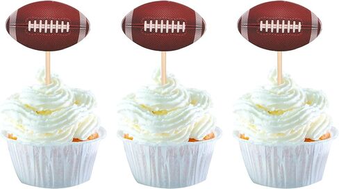 30 Pack American Football Cupcake Toppers Football Touchdown Cupcake Picks Soccer Player Cupcake Decorations for Super Rugby Sports Theme Men Boys Birthday Party Supplies in Saudi Arabia