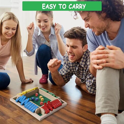 لعبة Shut The Box، لعبة لوح النرد الخشبية المكونة من 4 لاعبين، حجم عائلي، لعبة بطاقة الوجه بأربعة جوانب، لعبة ألغاز الرياضيات التعليمية للأطفال والبالغين وأصدقاء الحفلات العائلية in Kuwait