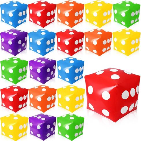 Duraaamo 20 Pcs 12 Inch Jumbo Inflatable Dice Fun Giant Inflatable Dice for Indoor Outdoor Casino Game Pool Party Favor Board Game Decoration(Colorful) in Saudi Arabia