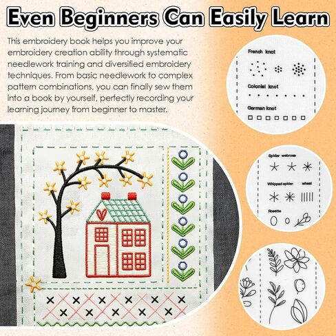 مجموعة كتب التطريز من Tiefenets - مجموعة تطريز كتب محمولة يمكنك صنعها بنفسك مع أدوات كاملة وبرامج تعليمية 106 أنماط للمبتدئين ومحبي الحرف اليدوية وعشاق الخياطة in Kuwait