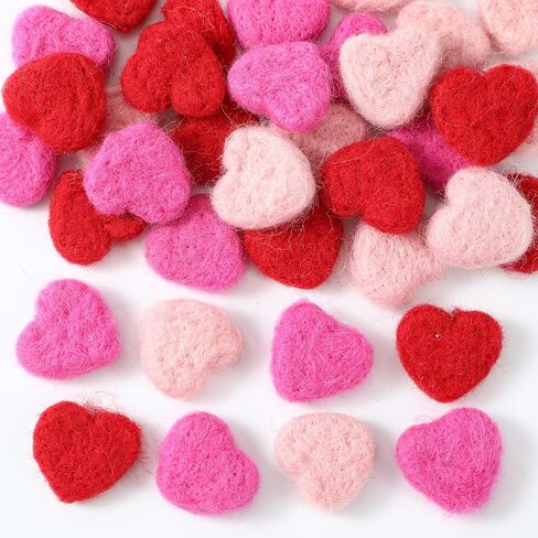 Hahafelt 36 Pcs Mini Felted Hearts 1 Inch Valentine's Day Mini Heart Shape Felt Wool for Handmade DIY Crafts Home Decoration Wreath Art Projects Valentines Decor in Saudi Arabia