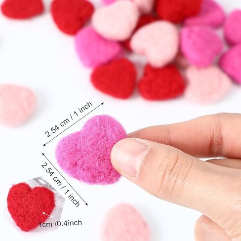 Hahafelt 36 Pcs Mini Felted Hearts 1 Inch Valentine's Day Mini Heart Shape Felt Wool for Handmade DIY Crafts Home Decoration Wreath Art Projects Valentines Decor in Saudi Arabia