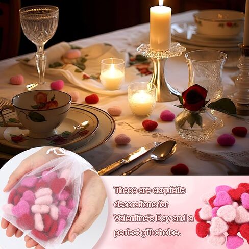 Hahafelt 36 Pcs Mini Felted Hearts 1 Inch Valentine's Day Mini Heart Shape Felt Wool for Handmade DIY Crafts Home Decoration Wreath Art Projects Valentines Decor in Saudi Arabia