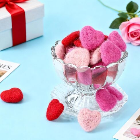 Hahafelt 36 Pcs Mini Felted Hearts 1 Inch Valentine's Day Mini Heart Shape Felt Wool for Handmade DIY Crafts Home Decoration Wreath Art Projects Valentines Decor in Saudi Arabia