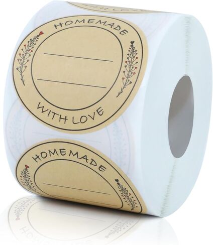 500 Pcs 2″ Round Homemade with Love Kraft Labels with 6 Designs – Multi-Use Stickers for Cookie Bags, Fudge Containers, Canning, Crafts, Organizing, Price Tags & Personalized Gifts in Saudi Arabia