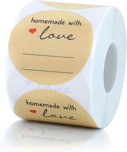 500 Pcs 2″ Round Homemade with Love Kraft Labels with 6 Designs – Multi-Use Stickers for Cookie Bags, Fudge Containers, Canning, Crafts, Organizing, Price Tags & Personalized Gifts in Saudi Arabia