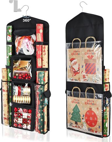 Wrapping Paper Storage Organizer, Double-Sided Gift Wrap Holder, 360° Rotating Gift Bag Storage Organizer for Your Craft, Accessories, Gift Warp Supply, Wrap Ribbon and Stationery in Saudi Arabia