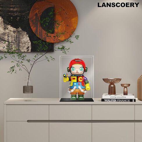 حافظة عرض أكريليك من LANSCOERY، صندوق عرض تجميعي للمقتنيات، تصميم عرض مقاوم للغبار وسلس، متوافق مع قاعدة سوداء Bearbrick 400% 6x6x12 بوصة in Kuwait