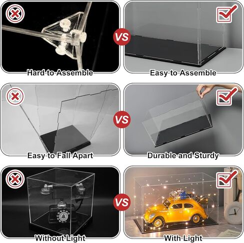 حافظة عرض أكريليك من LANSCOERY، صندوق عرض تجميعي للمقتنيات، تصميم عرض مقاوم للغبار وسلس، متوافق مع قاعدة سوداء Bearbrick 400% 6x6x12 بوصة in Kuwait