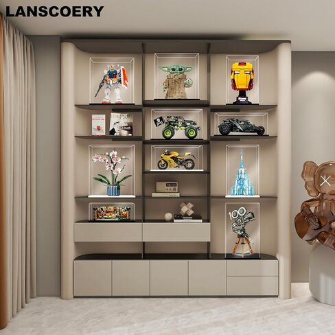 حافظة عرض أكريليك من LANSCOERY، صندوق عرض تجميعي للمقتنيات، تصميم عرض مقاوم للغبار وسلس، متوافق مع قاعدة سوداء Bearbrick 400% 6x6x12 بوصة in Saudi Arabia