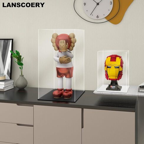حافظة عرض أكريليك من LANSCOERY، صندوق عرض تجميعي للمقتنيات، تصميم عرض مقاوم للغبار وسلس، متوافق مع قاعدة سوداء Bearbrick 400% 6x6x12 بوصة in Saudi Arabia