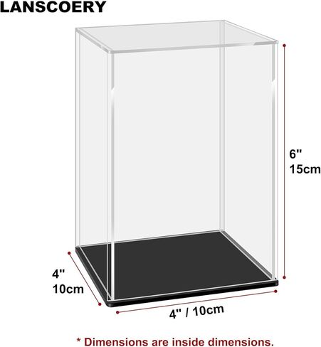 حافظة عرض أكريليك من LANSCOERY، صندوق عرض تجميعي للمقتنيات، تصميم عرض مقاوم للغبار وسلس، متوافق مع قاعدة سوداء Bearbrick 400% 6x6x12 بوصة in Kuwait