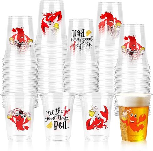 60 Pcs Crawfish Boil Cups, 16 oz Plastic Cups Disposable Party Decoration Lobster Cup Drinking Tableware for Party Supplies in Saudi Arabia